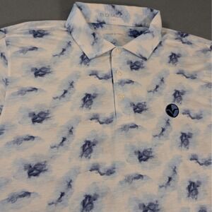 B. Draddy Mens Golf Polo Shirt‎ Blue Cloud Print Pima Cotton Blend Size XL